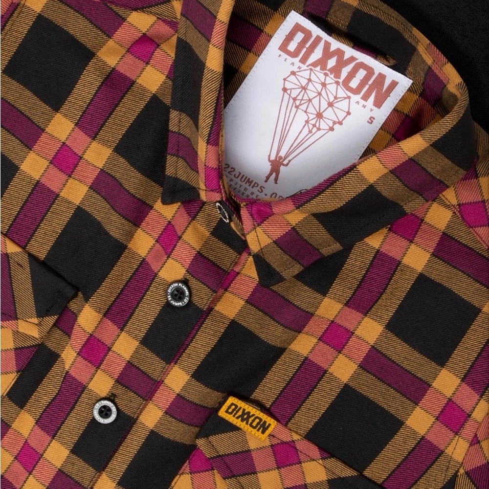 DIXXON Yellow and Black Plaid Button-Down Shirt size L - Picture 3 of 6